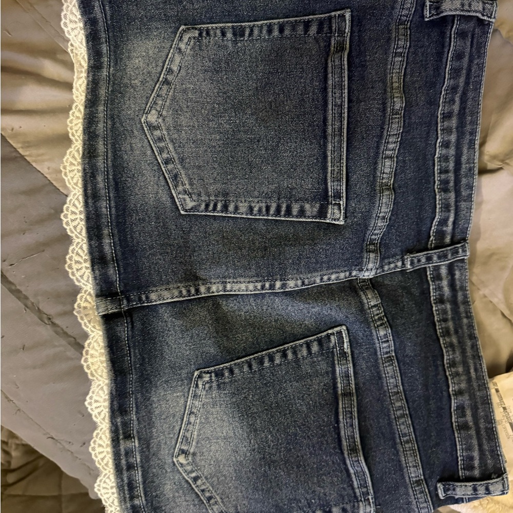 Women's Blue Denim Jeans with Lace Trim